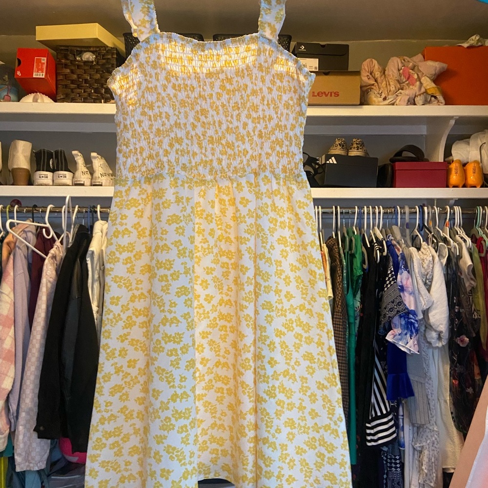 Source Unknown Yellow Floral Mini Dress
